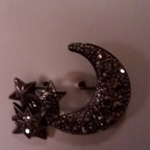 Sparkling Moon and Stars Brooch